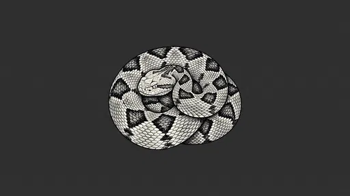 Monochrome Coiled Bushmaster Viper Illustration
