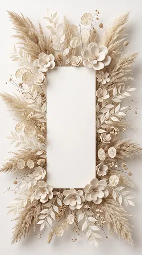 Neutral Dried Floral Frame Background