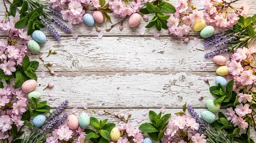 Spring Floral and Easter Egg Wood Flatlay