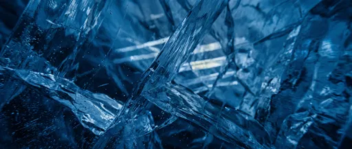 Deep Blue Cracked Glacial Ice Macro