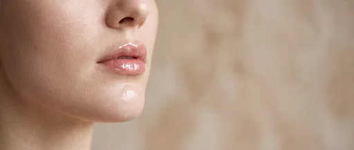 Macro Close-Up of Glossy Lips