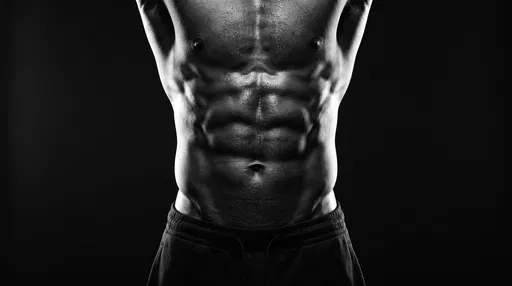Sculpted Male Abs in Monochrome Light