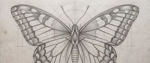 Geometric Butterfly Graphite Drawing on Vellum