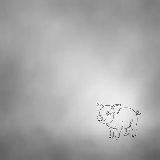 Minimalist Line Art Piglet on Gray