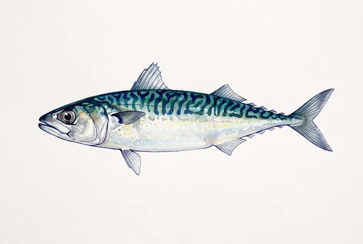 Watercolor Illustration of Chub Mackerel