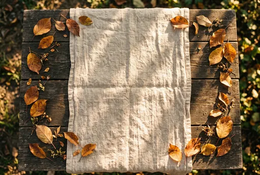 Rustic Autumn Table Flatlay With Linen