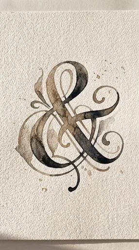 Watercolor Calligraphic Ampersand on Textured Paper
