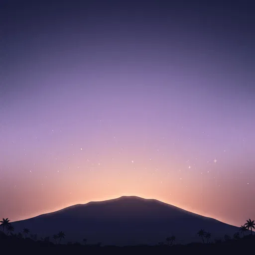 Minimalist Hawaiian Volcano Under Starry Sky