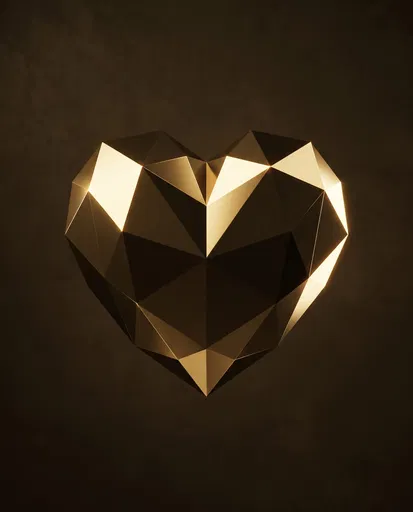 Faceted Geometric Gold Heart Render