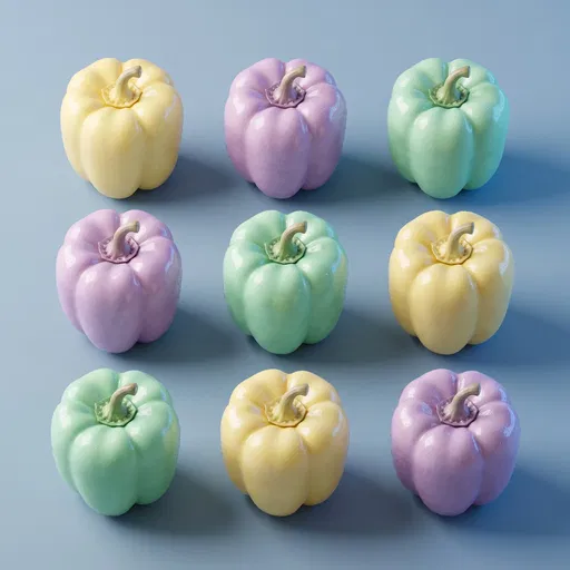 Pastel Bell Peppers in Symmetrical Grid