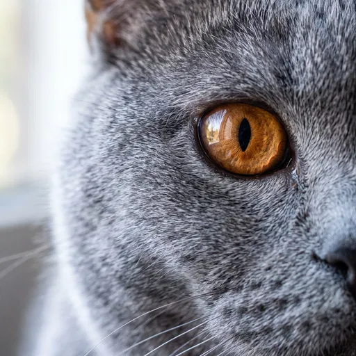 Macro Close-Up of British Shorthair Cat Eye
