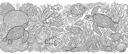 Panoramic Coral Reef Coloring Page
