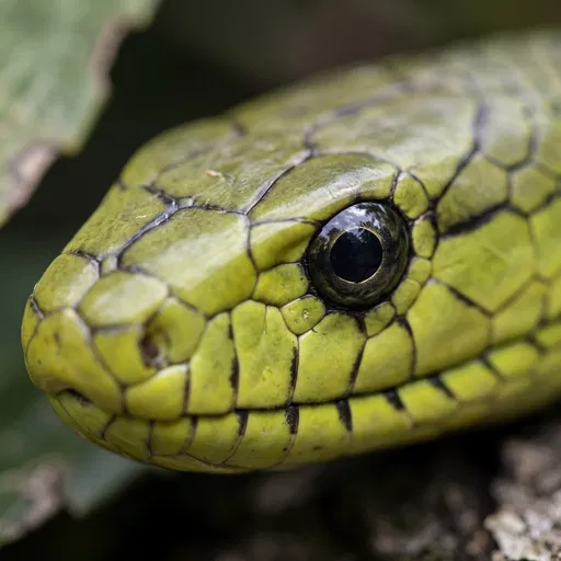 Macro Close-Up of Green Mamba Head