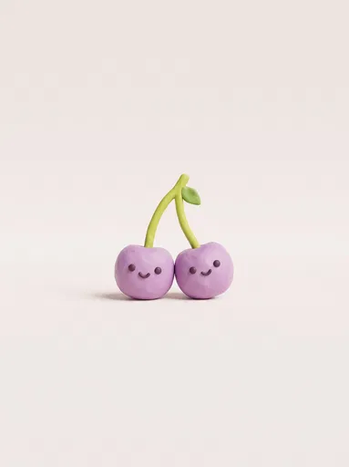 Smiling Lilac Clay Cherries