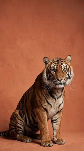Studio Portrait of Sitting Bengal Tiger