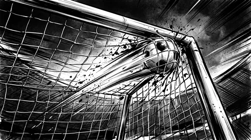 Comic Ink Drawing of Soccer Goal
