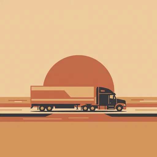 Minimalist Semi-Truck Side Profile Illustration