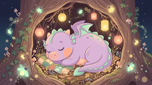 Sleeping Baby Dragon in Hollow Tree