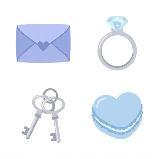 Pastel Blue Valentine Icons Set