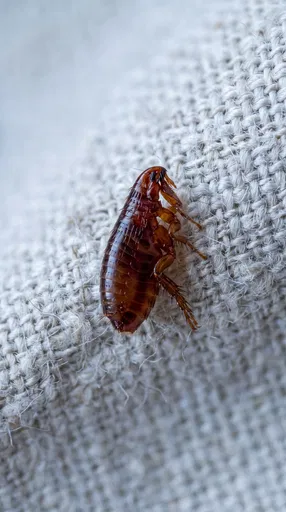 Macro Close-Up of Flea on Fabric