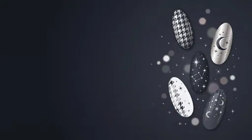 Monochrome Celestial and Houndstooth Nail Art