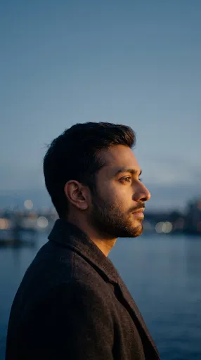 South Asian Man Profile at Twilight