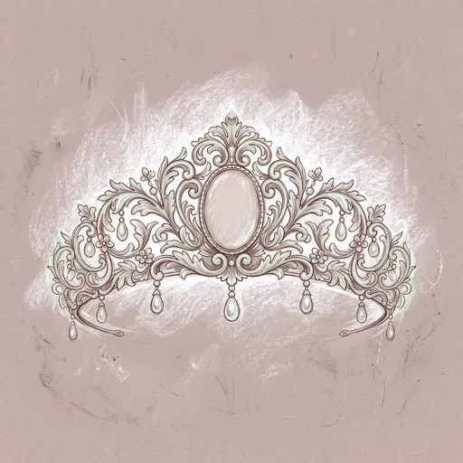 Rococo Tiara Sepia and Chalk Illustration
