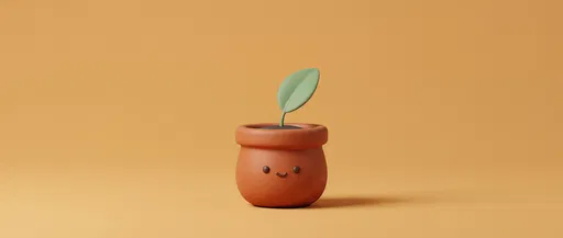 Cute Smiling Terracotta Pot 3D Illustration