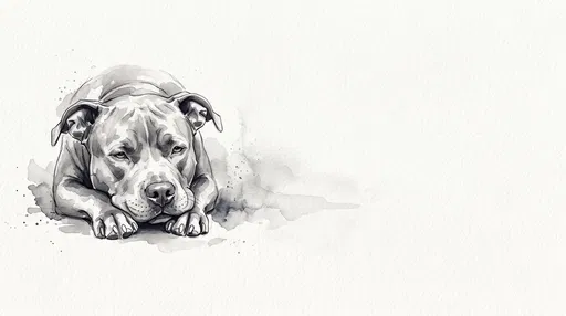 Monochrome Watercolor Pit Bull Resting