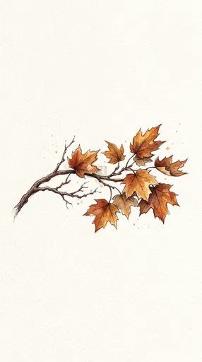 Watercolor Autumn Maple Branch Illustration