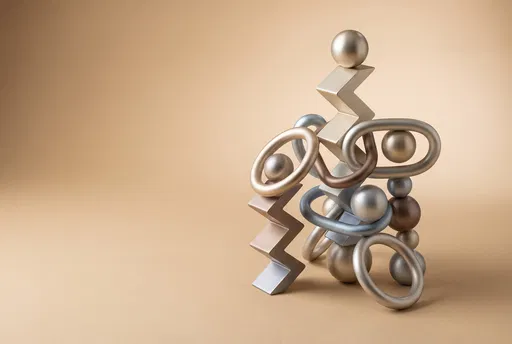 Abstract Brushed Metal Geometric Sculpture