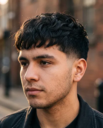 Young Man with Textured Fringe Fade