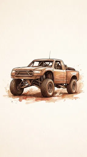 Watercolor Off-Road Trophy Truck Illustration