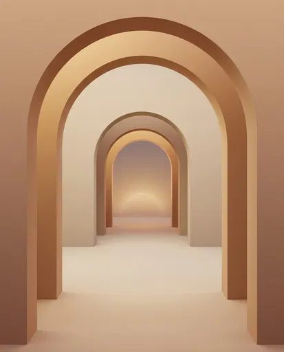 Minimalist Warm Beige Geometric Archways Background