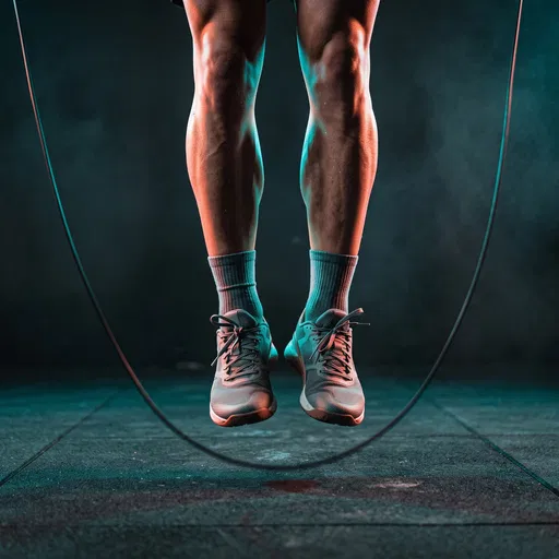 Athlete Jumping Rope in Studio Lighting