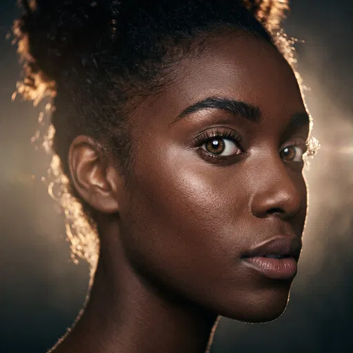 Backlit Beauty Portrait of Black Woman