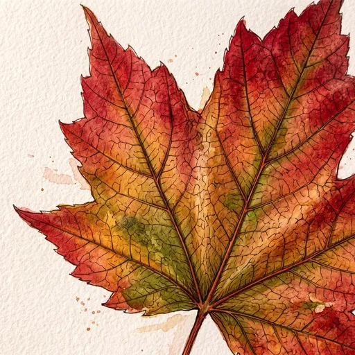 Watercolor Autumn Maple Leaf Illustration