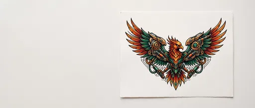 Biomechanical Phoenix Tattoo Flash Design