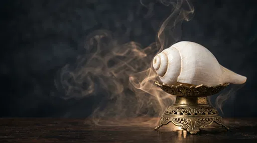 White Ritual Conch Shell on Brass Stand