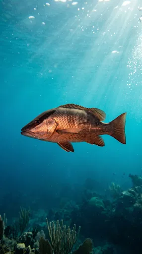Mangrove Snapper Swimming in Turquoise Reef Water
