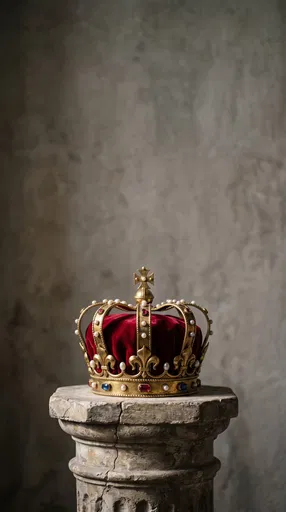Royal Gold Crown on Stone Pedestal