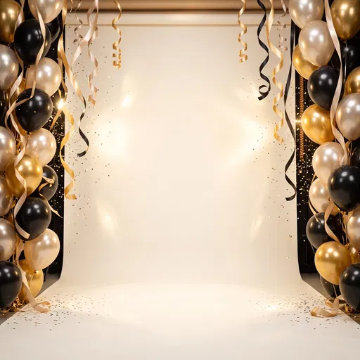 Gold and Black Balloon Party Backdrop