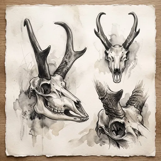 Pronghorn Antelope Skull Charcoal Study