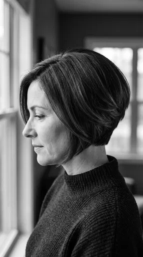 Monochrome Profile of Woman with Bob Haircut