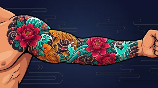 Muscular Arm With Japanese Tattoo Sleeve