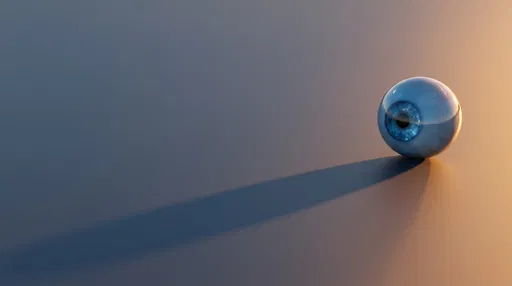 Glossy Blue Eyeball Casting Long Shadow