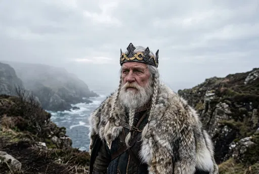 Aging Nordic King on Coastal Cliff