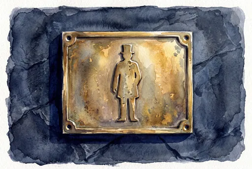 Watercolor Vintage Brass Men's Restroom Plaque