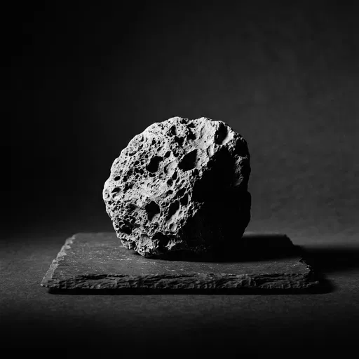 Monochrome Volcanic Basalt Stone on Slate
