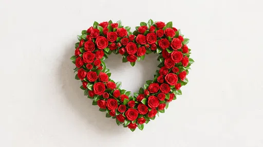 Red Rose Heart Wreath on White